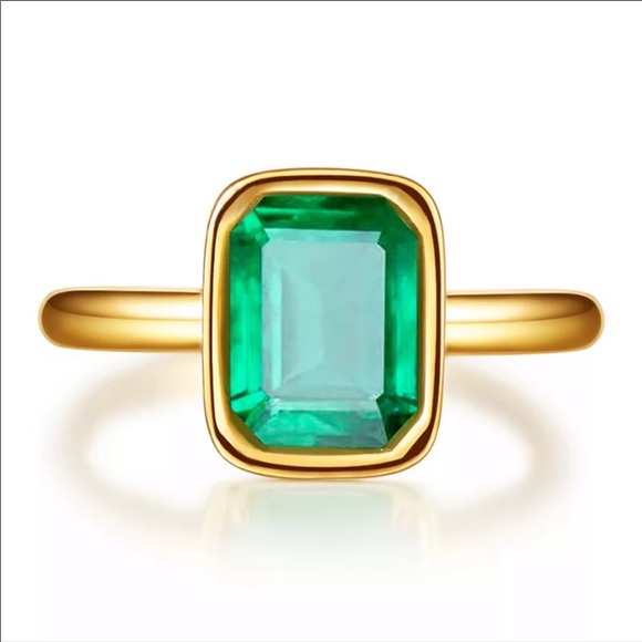 18k gold plated emerald ring - Picture 3 of 6